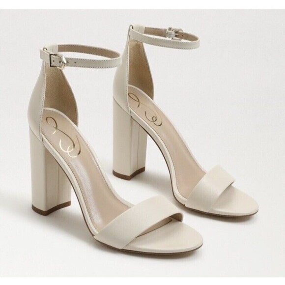 SAM EDELMAN Yaro Ankle Strap Sandal Size 9.5 Ivory NWB Wedding Formal Heel - Picture 1 of 14